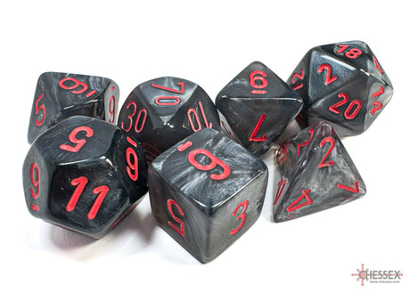 Chessex - 7-Dice Set - Velvet - Black /Red (Polyhedral)