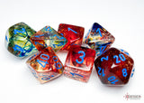 Chessex - 7-Dice Set - Nebula - Primary/Blue Luminary (Polyhedral)