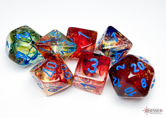 Chessex - 7-Dice Set - Nebula - Primary/Blue Luminary (Polyhedral)