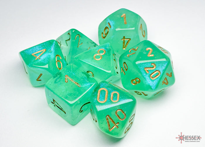 Chessex - 7-Dice Set - Borealis - Light Green / Gold Luminary ( Polyhedral )
