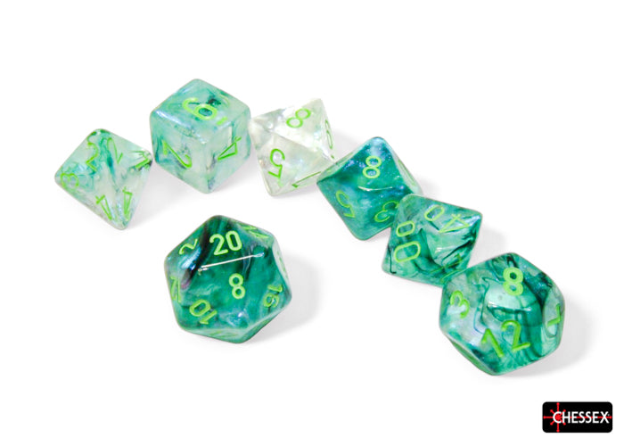 Chessex - 7-Dice Set - Borealis - Kelp/Light Green Luminary (Polyhedral)
