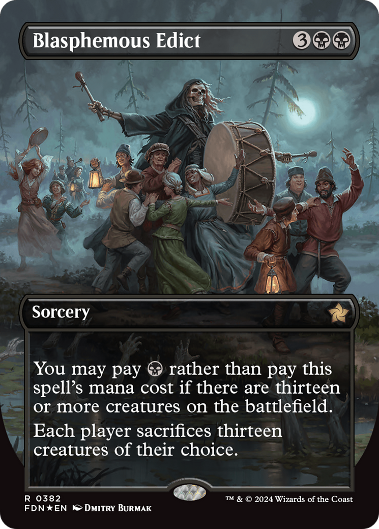 Blasphemous Edict (FDN-382) - Foundations (Borderless) Foil [Rare]
