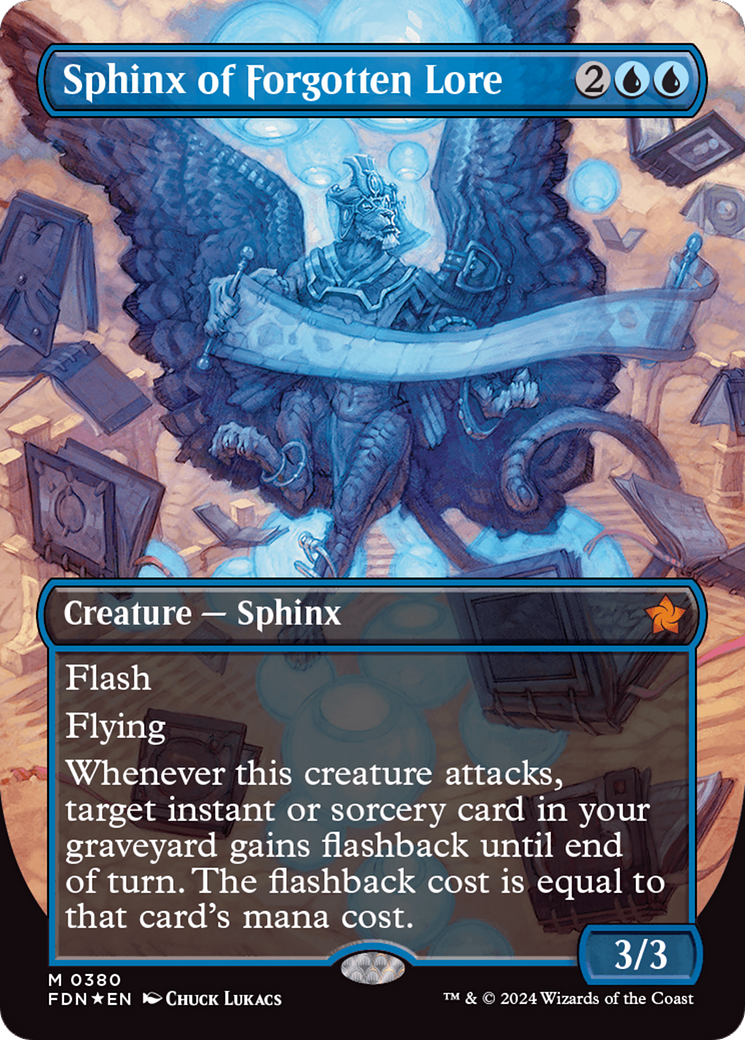 Sphinx of Forgotten Lore (FDN-380) - Foundations (Borderless) Foil [Mythic]