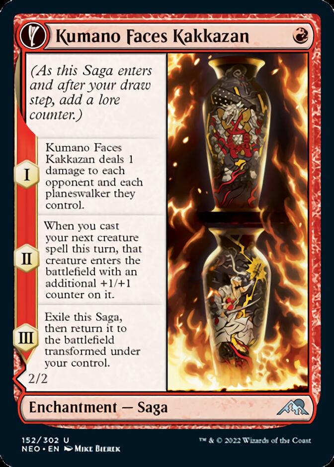 Kumano Faces Kakkazan // Etching of Kumano (NEO-152) - Kamigawa: Neon Dynasty: (fandfc) [Uncommon]