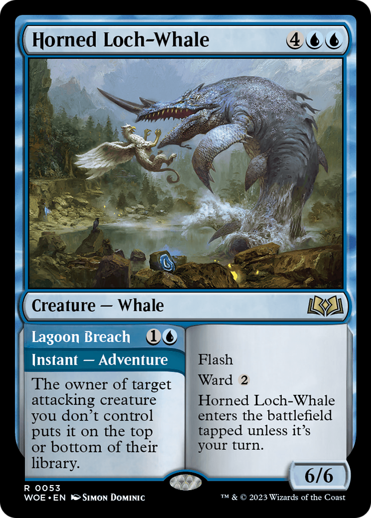 Horned Loch-Whale // Lagoon Breach (WOE-053) - Wilds of Eldraine [Rare]