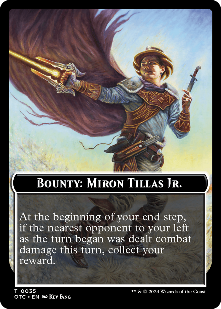 Bounty: Miron Tillas Jr. // Wanted! (TOTC-035) - Outlaws of Thunder Junction Commander Tokens [Common]