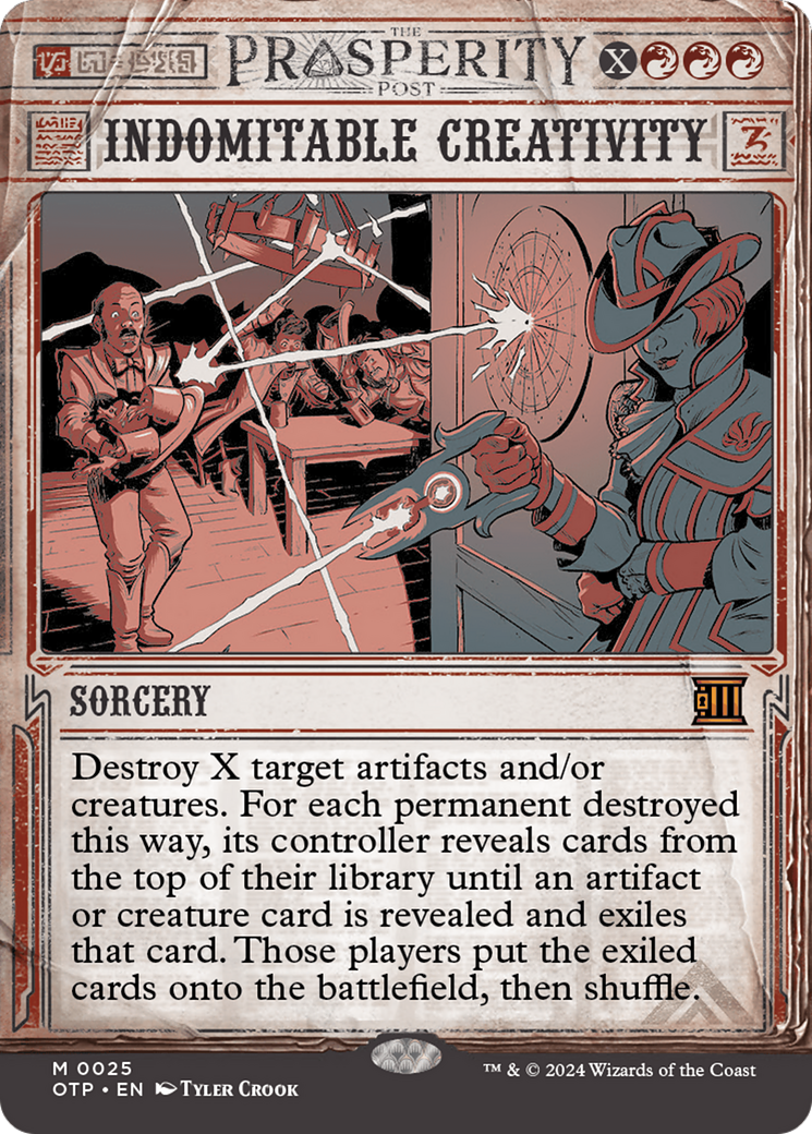 Indomitable Creativity (OTP-025) - Breaking News: (Showcase) (Borderless) Foil [Mythic]
