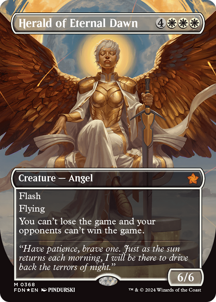 Herald of Eternal Dawn (FDN-368) - Foundations (Borderless) Foil [Mythic]