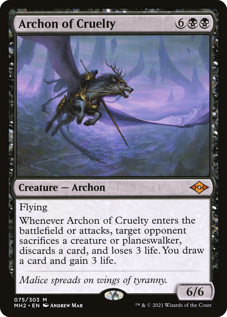 Archon of Cruelty (MH2-075) - Modern Horizons 2 Foil [Mythic]