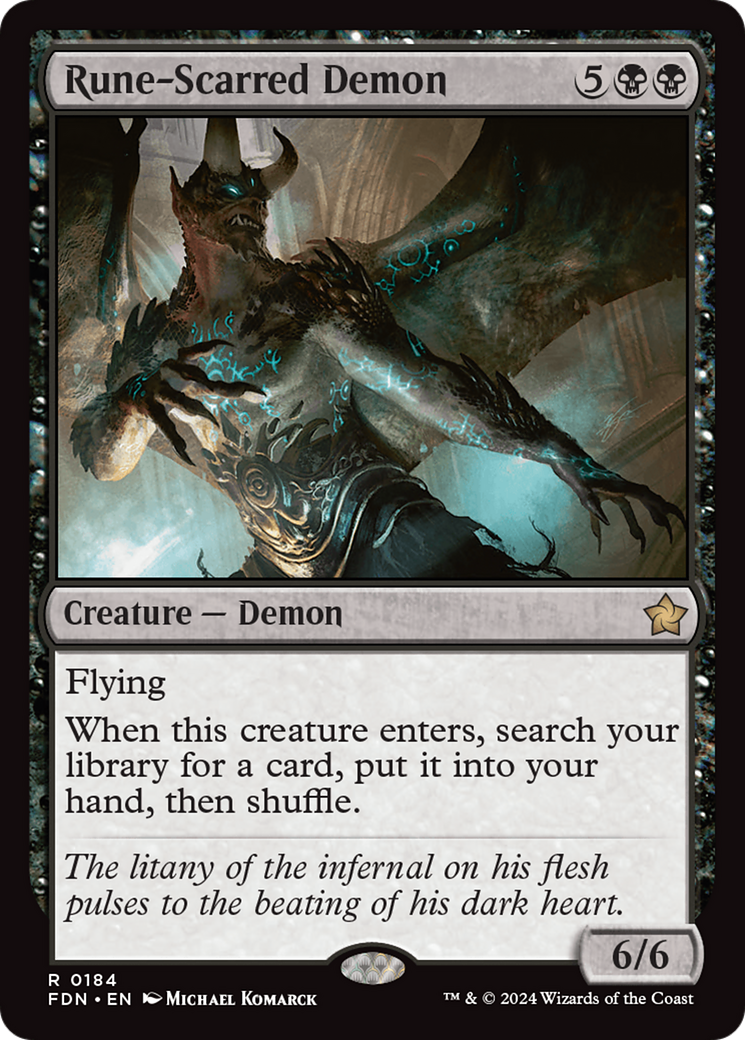 Rune-Scarred Demon (FDN-184) - Foundations Foil [Rare]