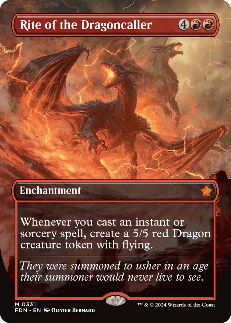 Rite of the Dragoncaller (FDN-331) - Foundations (Borderless) Foil [Mythic]