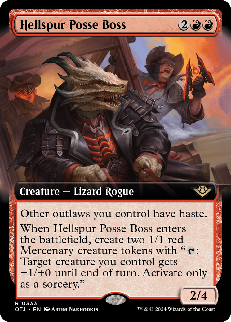 Hellspur Posse Boss (OTJ-333) - Outlaws of Thunder Junction: (Extended Art) Foil [Rare]