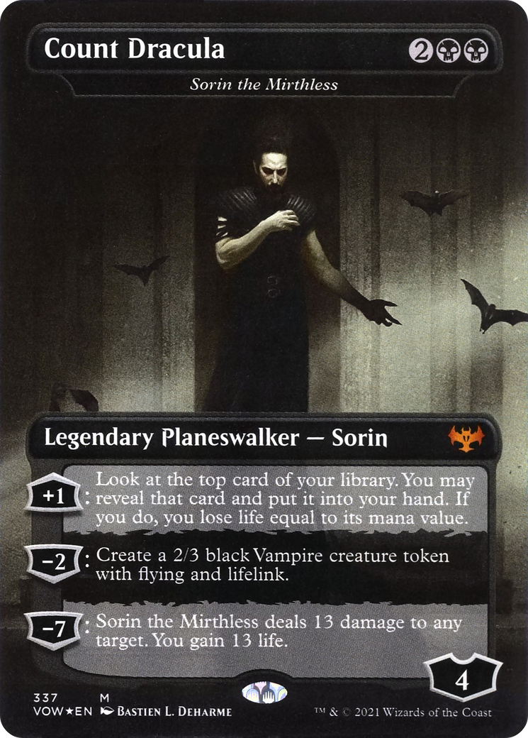 Sorin the Mirthless (VOW-337) - Innistrad: Crimson Vow / Count Dracula (Borderless) Foil [Mythic]