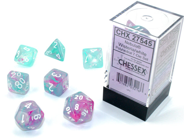 Chessex - 7-Dice Set - Nebula - Wisteria/White Luminary (Polyhedral)
