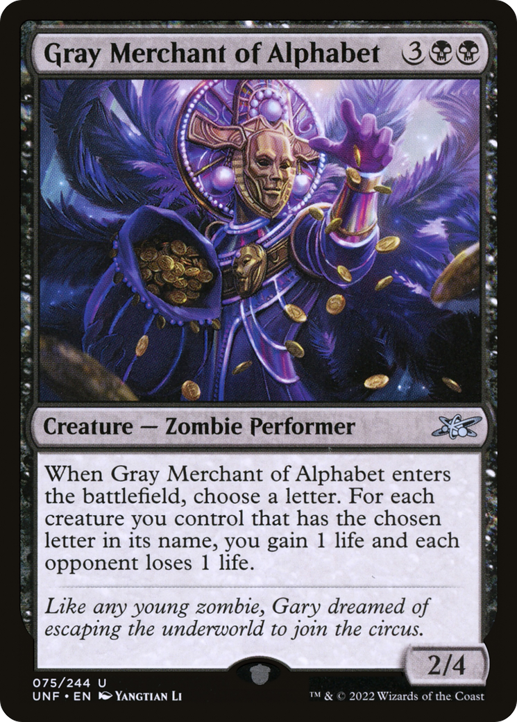 Gray Merchant of Alphabet (UNF-075) - Unfinity Foil [Uncommon]