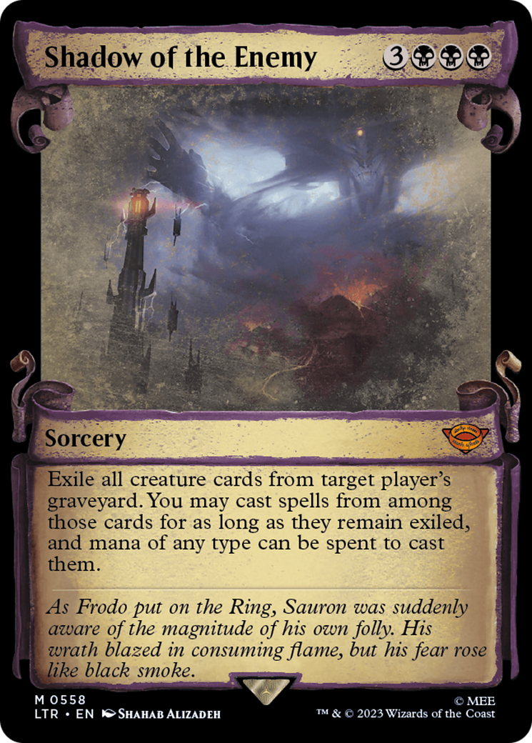 Shadow of the Enemy (LTR-558) - The Lord of the Rings: Tales of Middle-earth: (Showcase) Scroll Foil [Mythic]