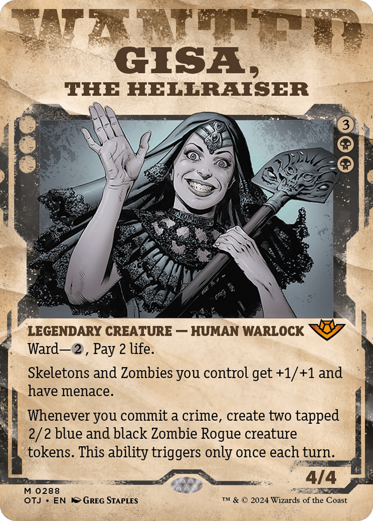 Gisa, the Hellraiser (OTJ-288) - Outlaws of Thunder Junction: (Showcase) (Borderless) Foil [Mythic]
