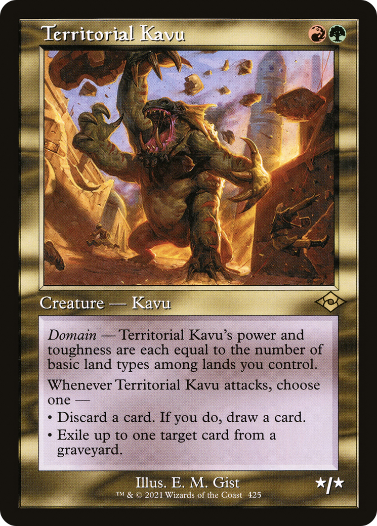 Territorial Kavu (MH2-425) - Modern Horizons 2 Etched Foil [Rare] Retro Frame