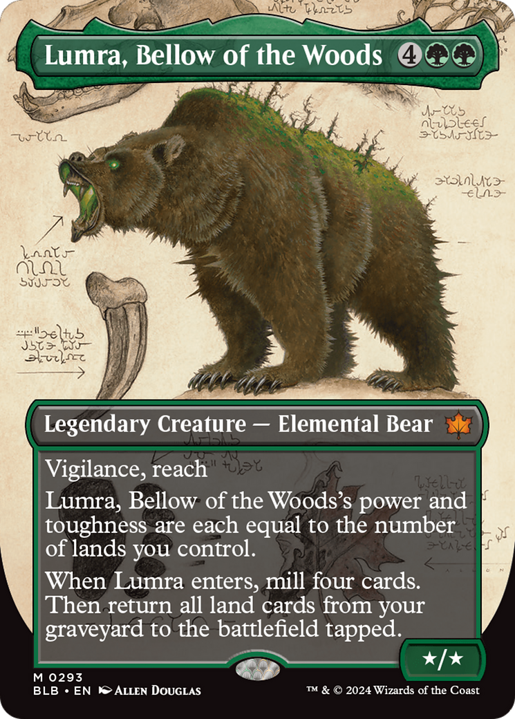 Lumra, Bellow of the Woods (BLB-293) - Bloomburrow: (Showcase) (Borderless) Foil [Mythic]