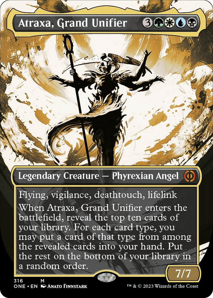 Atraxa, Grand Unifier (ONE-316) - Phyrexia: All Will Be One: (Showcase) (Borderless) [Mythic]