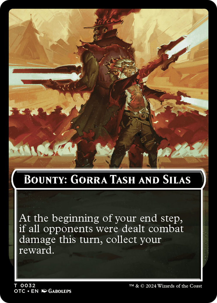 Bounty: Gorra Tash and Silas // Wanted! (TOTC-032) - Outlaws of Thunder Junction Commander Tokens Foil [Common]