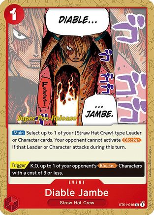 Diable Jambe (ST01-016) - Super Pre-Release Starter Deck 1: Straw Hat Crew  [Common]