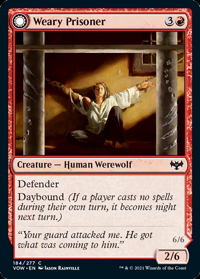 Weary Prisoner // Wrathful Jailbreaker (VOW-184) - Innistrad: Crimson Vow: (Double Faced Transform) [Common]