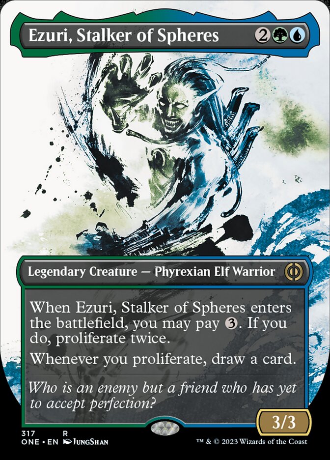 Ezuri, Stalker of Spheres (ONE-317) - Phyrexia: All Will Be One: (Showcase) (Borderless) [Rare]