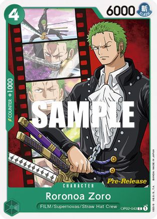 Roronoa Zoro (OP02-043) - Paramount War Pre-Release Cards  [Common]