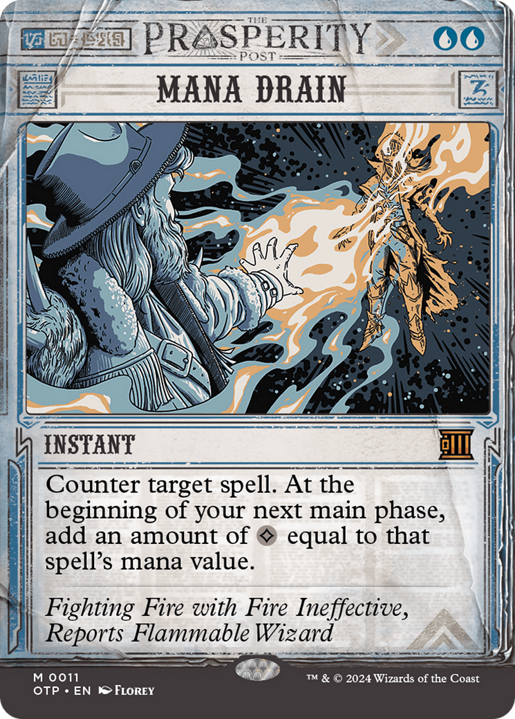 Mana Drain (OTP-011) - Breaking News: (Showcase) (Borderless) Foil [Mythic]