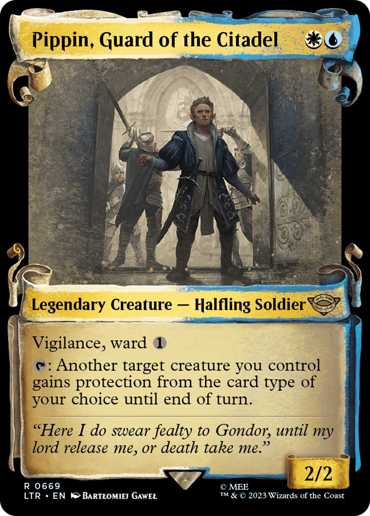 Pippin, Guard of the Citadel (LTR-669) - The Lord of the Rings: Tales of Middle-earth: (Showcase) Scroll Foil [Rare]