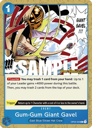 Gum-Gum Giant Gavel (OP03-055) - Pillars of Strength Pre-Release Cards  [Common]