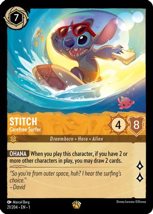 Stitch - Carefree Surfer (21/204) - The First Chapter Cold Foil [Legendary]