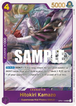 Hitokiri Kamazo (Store Championship Participation Pack) (OP01-108) - One Piece Promotion Cards Foil [Promo]