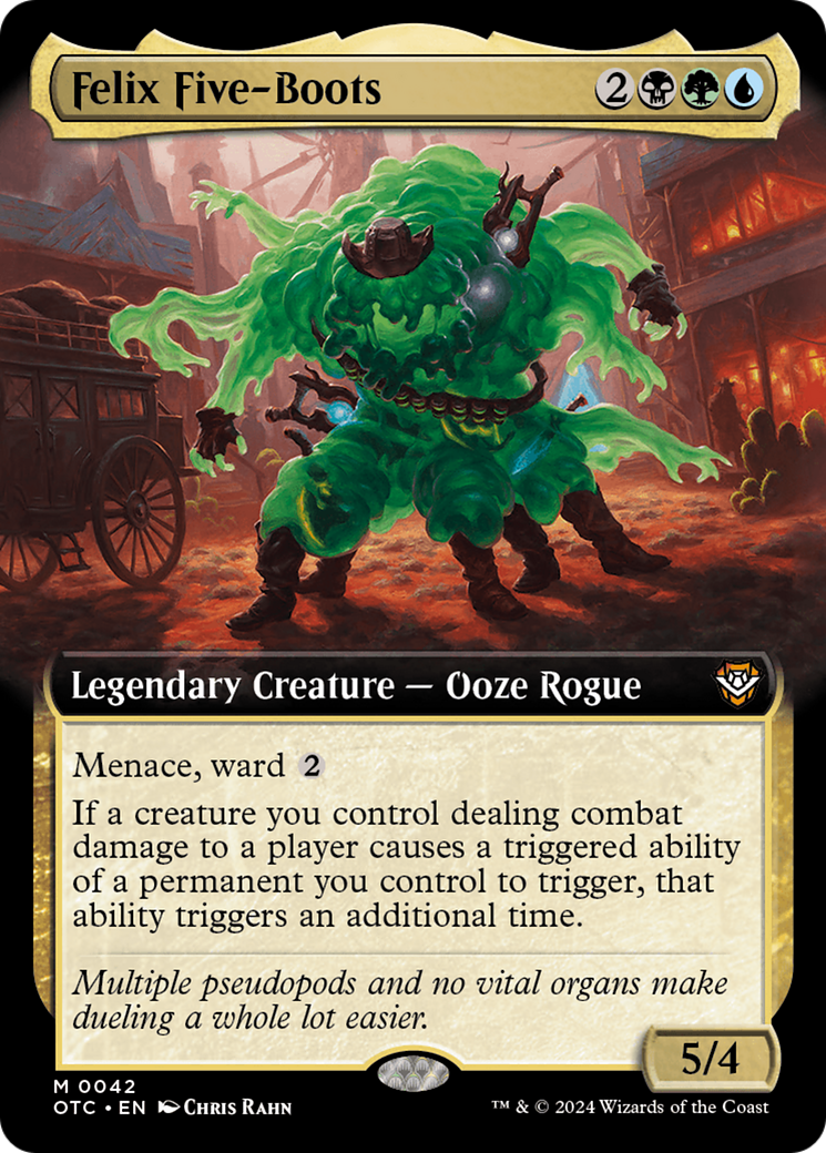 Felix Five-Boots (OTC-042) - Outlaws of Thunder Junction Commander: (Extended Art) [Mythic]