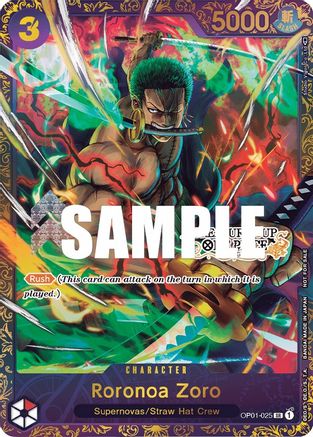 Roronoa Zoro - OP01-025 (Treasure Cup) (OP01-025) - One Piece Promotion Cards  [Super Rare]