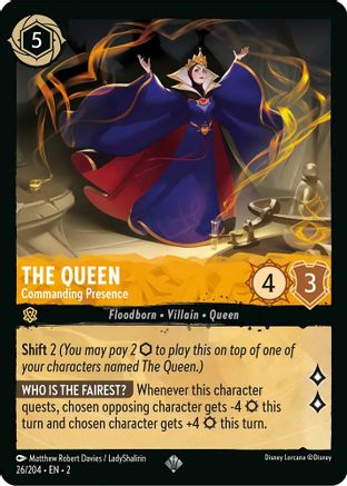 The Queen - Commanding Presence (26/204) - Rise of the Floodborn Cold Foil [Super Rare]