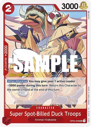 Super Spot-Billed Duck Troops (OP04-009) - Kingdoms of Intrigue Pre-Release Cards  [Uncommon]