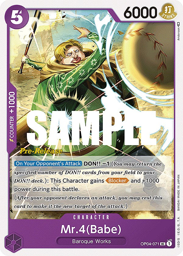 Mr.4 (Babe) (OP04-071) - Kingdoms of Intrigue Pre-Release Cards  [Uncommon]