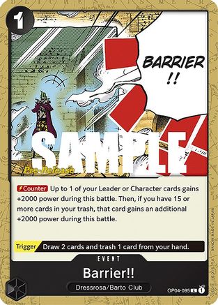 Barrier!! (OP04-095) - Kingdoms of Intrigue Pre-Release Cards  [Common]
