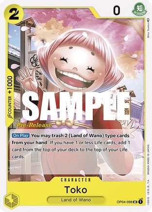 Toko (OP04-098) - Kingdoms of Intrigue Pre-Release Cards  [Uncommon]