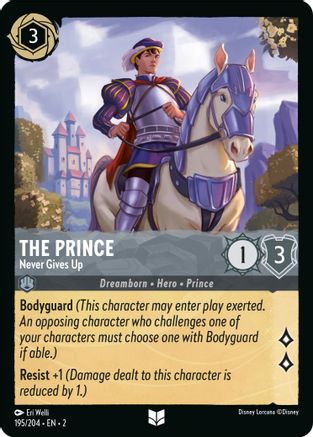 The Prince - Never Gives Up (195/204) - Rise of the Floodborn Cold Foil [Uncommon]