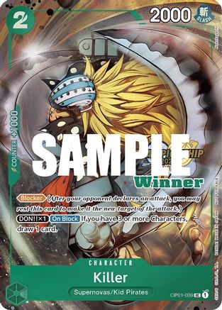 Killer (CS 2023 Top Players Pack) [Winner] (OP01-039) - One Piece Promotion Cards  [Uncommon]