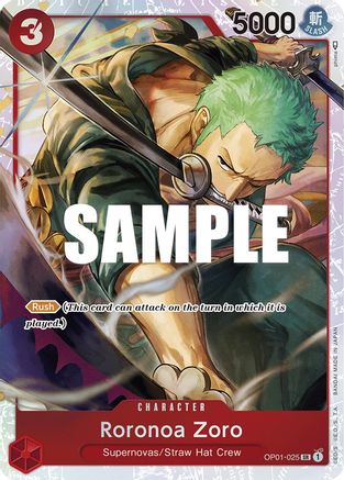 Roronoa Zoro - OP01-025 (Ultra Deck: The Three Captains) (OP01-025) - One Piece Promotion Cards Foil [Super Rare]