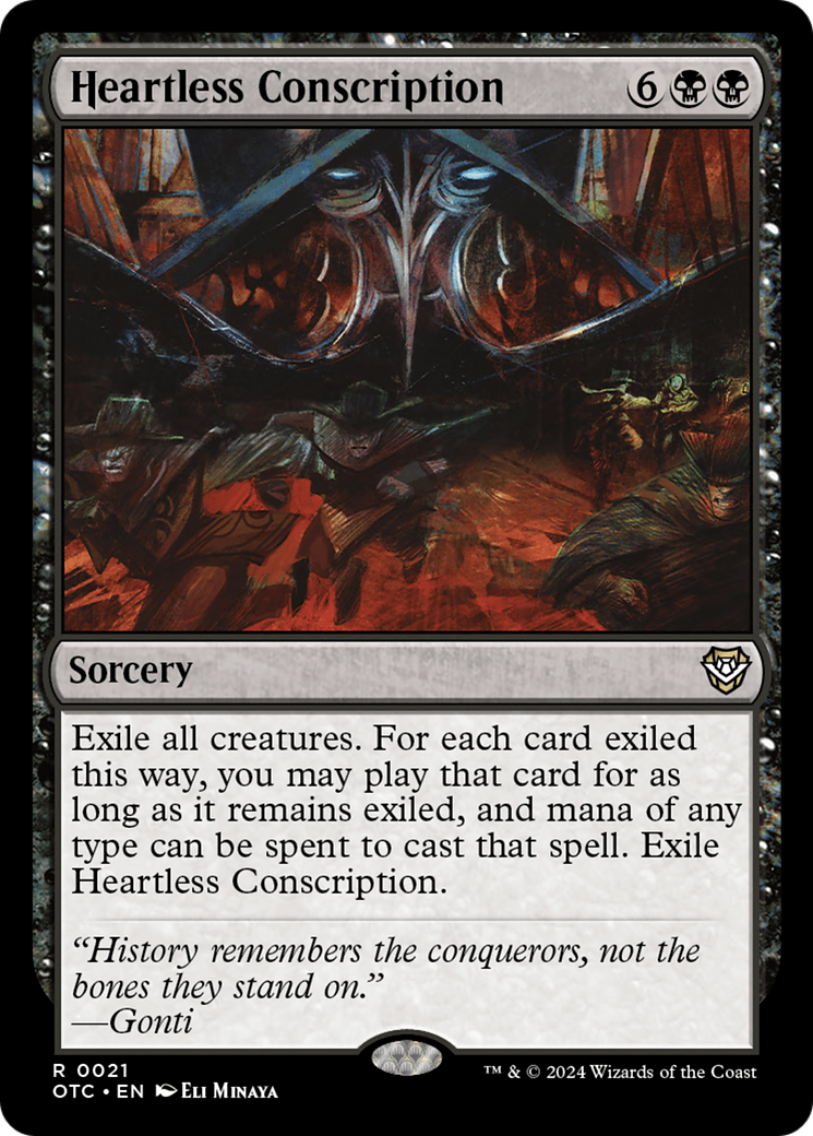 Heartless Conscription (OTC-021) - Outlaws of Thunder Junction Commander Foil [Rare]