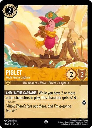 Piglet - Pooh Pirate Captain (16/204) - Into the Inklands Cold Foil [Super Rare]