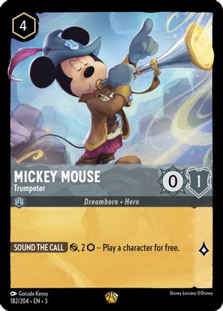 Mickey Mouse - Trumpeter (182/204) - Into the Inklands Cold Foil [Legendary]
