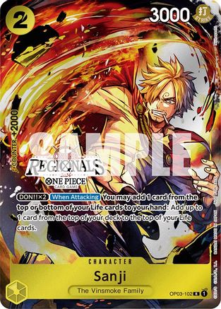Sanji (Online Regional 2024) [Participant] (OP03-102) - One Piece Promotion Cards Foil [Rare]