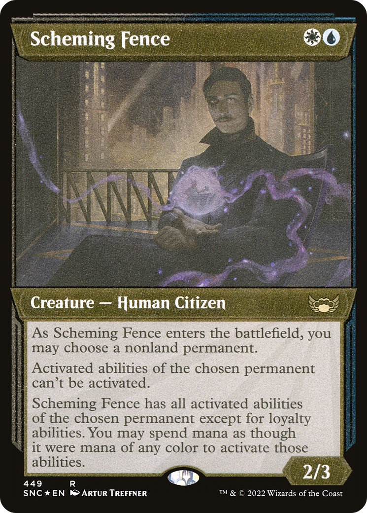 Scheming Fence (SNC-449) - Streets of New Capenna: (Showcase) Etched Foil [Rare]