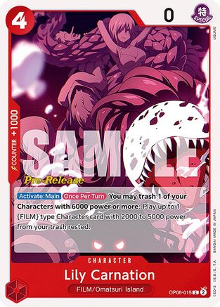Lily Carnation (OP06-015) - Wings of the Captain Pre-Release Cards  [Common]